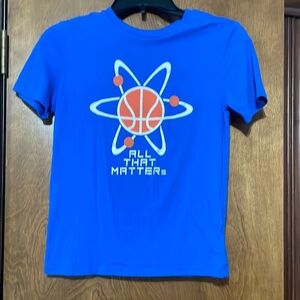 Old Navy Blue and Orange Short Sleeve Tee with Graphic Design